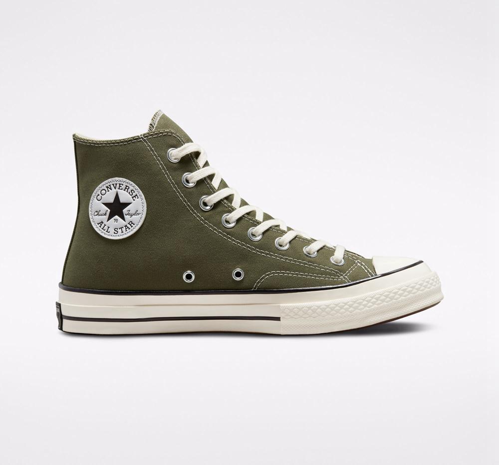 Altas Converse Chuck 70 Vintage Lona Unisex Hombre Verde Negras España | 976028JQE