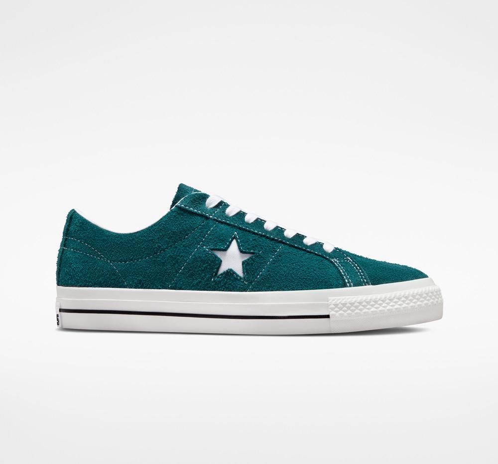 Bajas Converse One Star Pro Vintage Gamuza Skate Mujer Verde Turquesa Negras Blancas España | 059286XKS